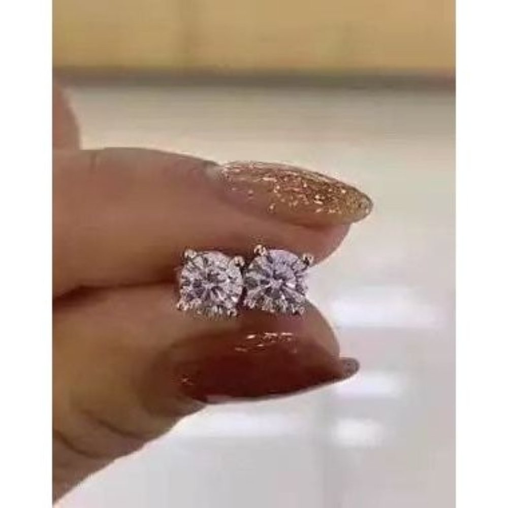 ❤18K WHITE GOLD 7MM DIAMOND 3.00 CARAT STUD EARRINGS❤